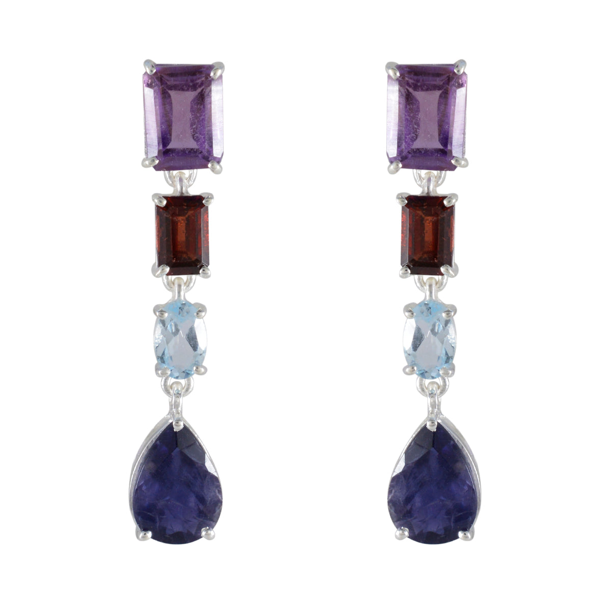 Multi-Spanish-Nayara-quarter-Stud-multicolor-92.5-Silver-Earring Hoofdafbeelding