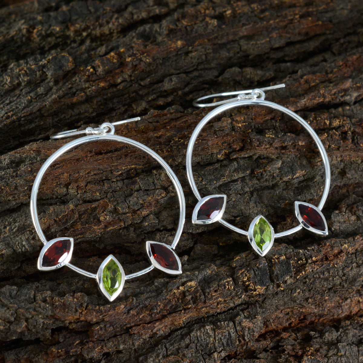 Multi-African-Nova-Trilogy-Dangle-multicolor-Silver-Earring