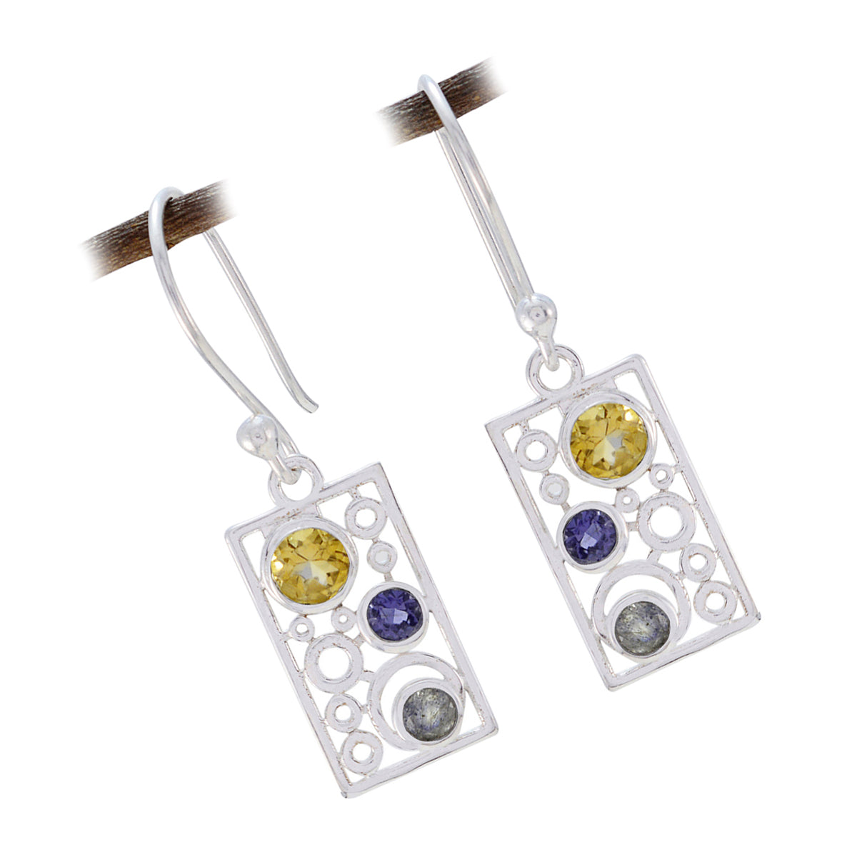 Multi-American-Alice-multiple-Dangle-multicolor-Silver-Earring