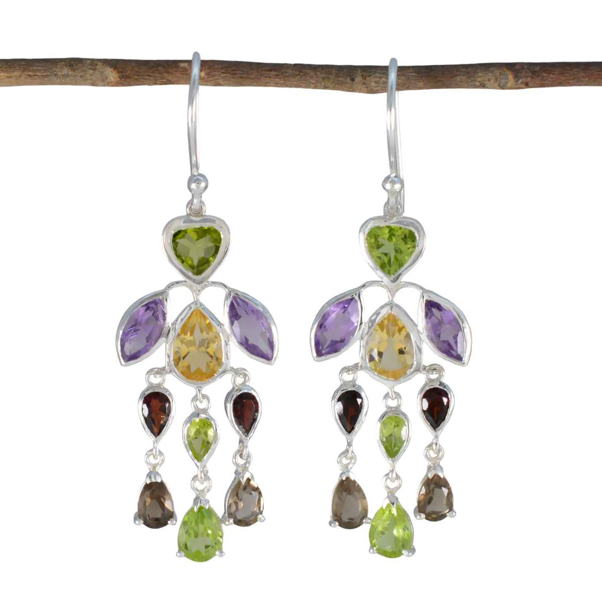 Multi-Turkish-Agustina-multiple-Dangle-multicolor-Silber-Ohrring Hauptbild