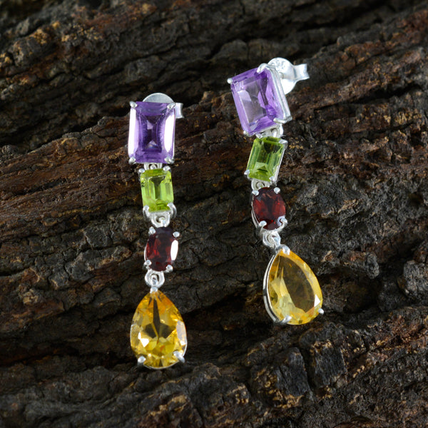 Multi-Latin-American-Noelia-quarter-Stud-multicolor-925-Sterling-Silver-Earring