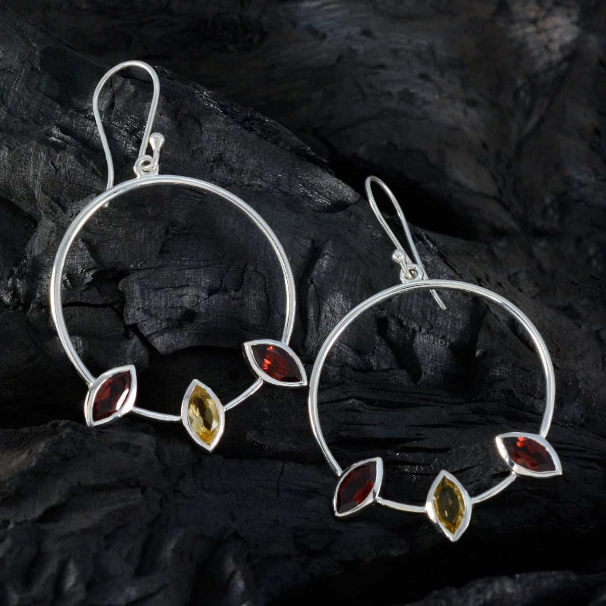 Multi-Russian-Olivia-Trilogy-Dangle-multicolor-Sterling-Silver-Earring