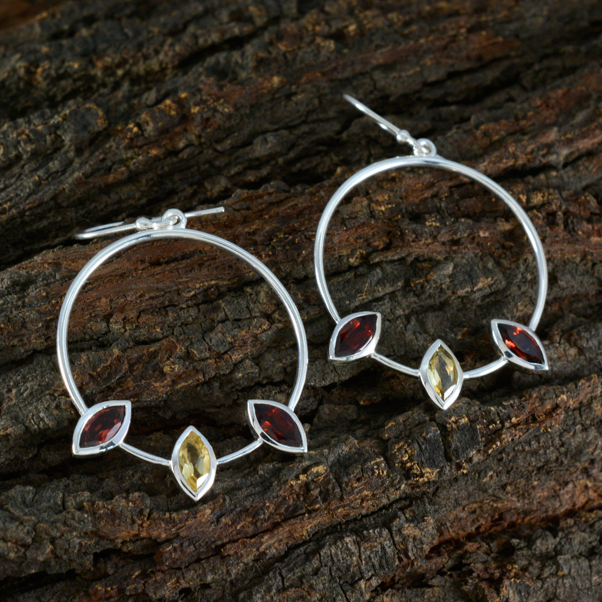 Multi-Russian-Olivia-Trilogy-Dangle-multicolor-Sterling-Silver-Earring