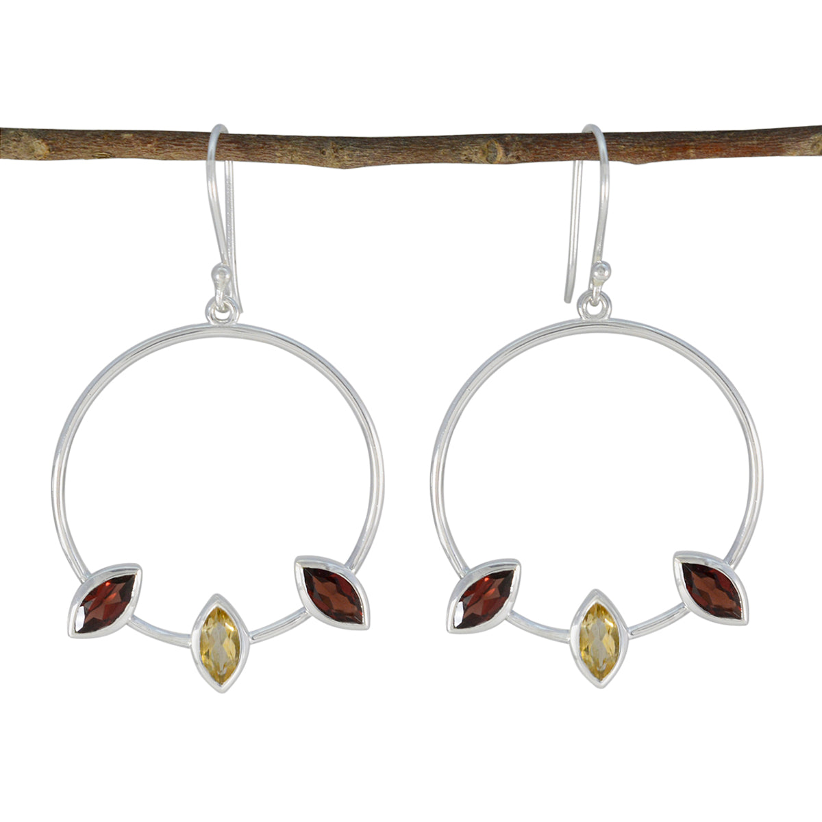 Multi-Russian-Olivia-Trilogy-Dangle-multicolor-Sterling-Silver-Earring