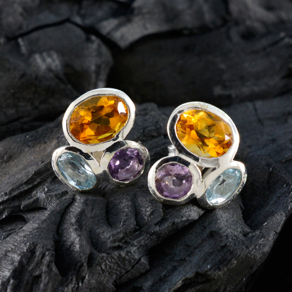 Multi-Korean-Hazel-multiple-Stud-multicolor-925-Silver-Earring