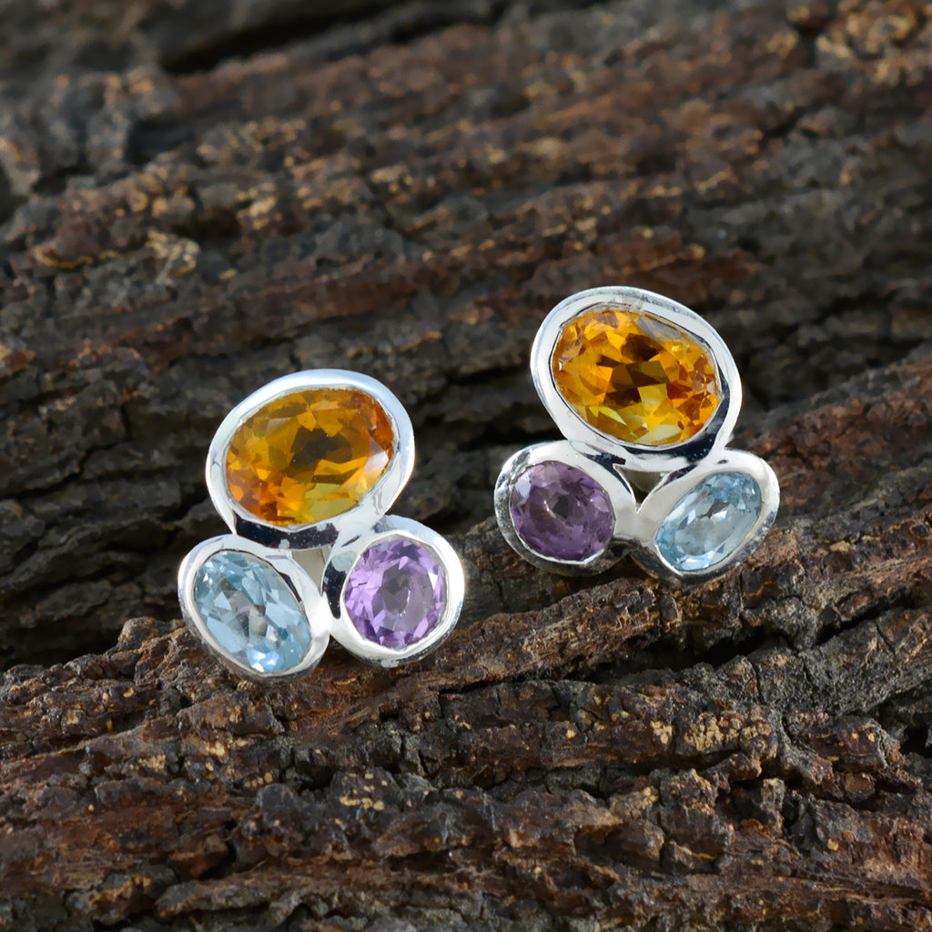 Multi-Korean-Hazel-multiple-Stud-multicolor-925-Silver-Earring