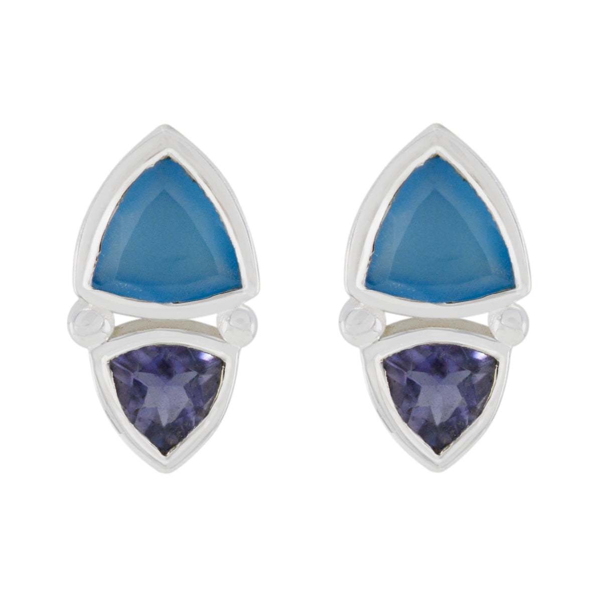 Multi-Egyptian-Alice-Toi-et-Moi-Stud-multicolor-Silver-Earring Image principale du produit
