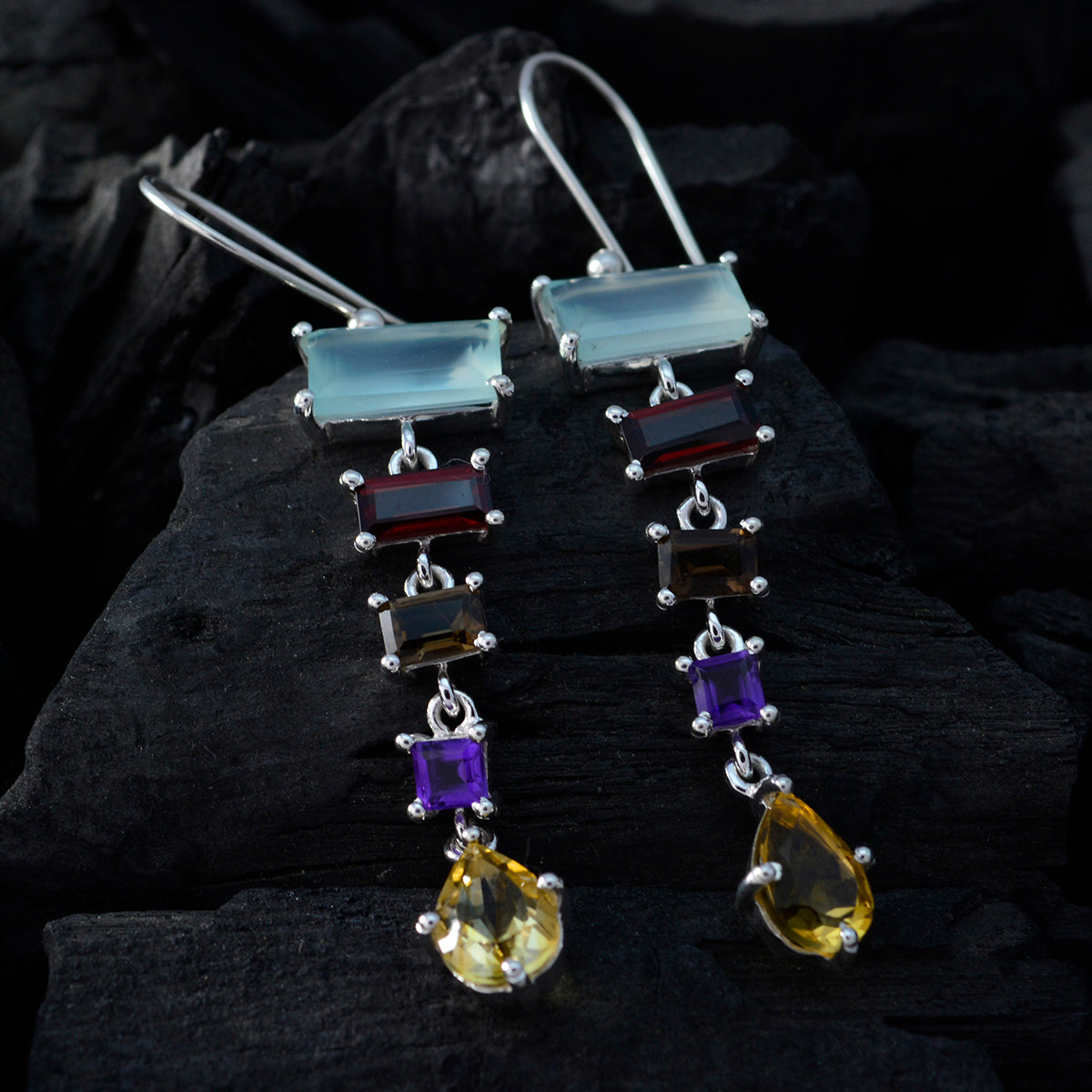 Multi Spanish Amelia mehrere Dangle mehrfarbig 92,5 Silber Ohrring Zweitbild