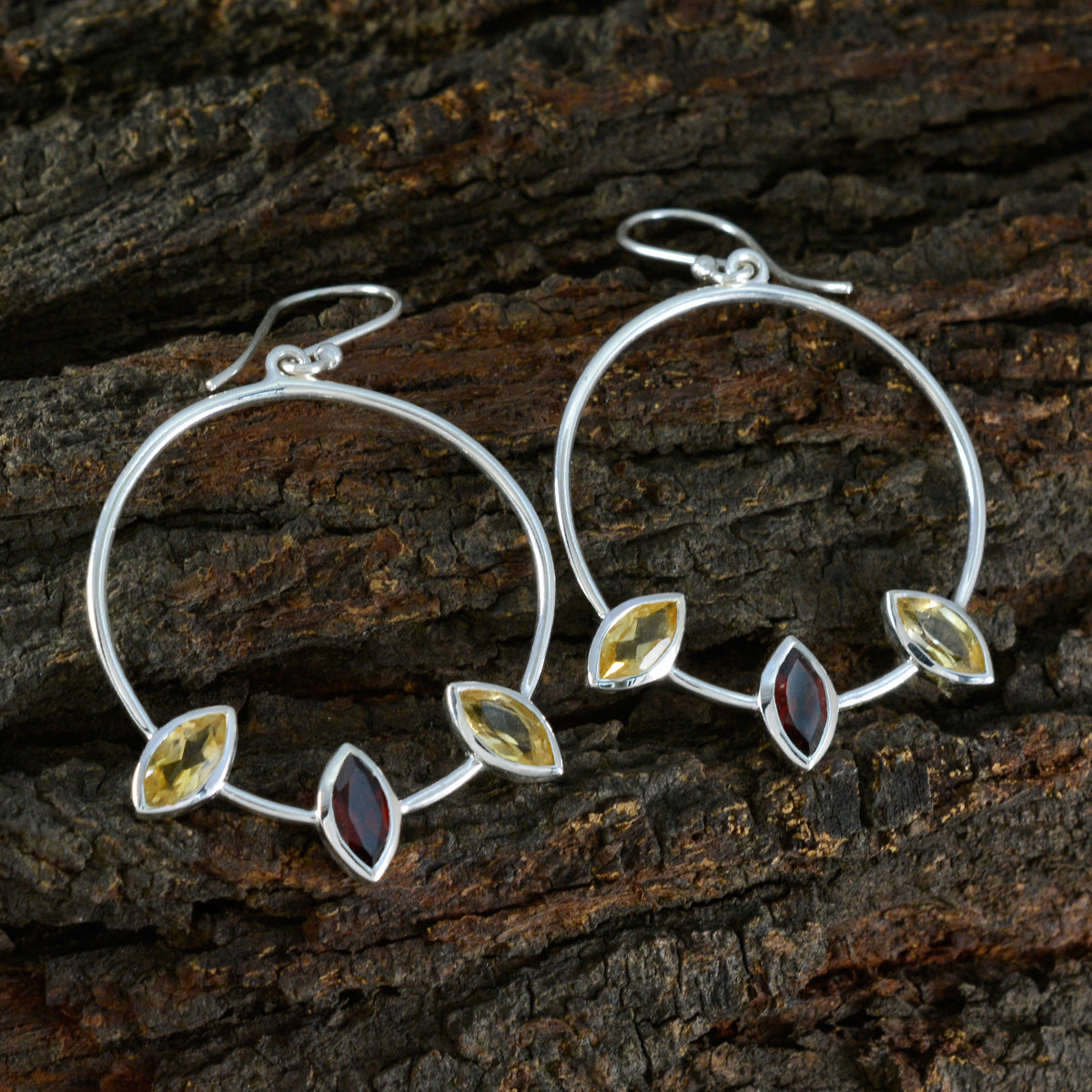 Multi-Moroccan-Pauline-Trilogy-Dangle-multicolor-925-Silver-Earring