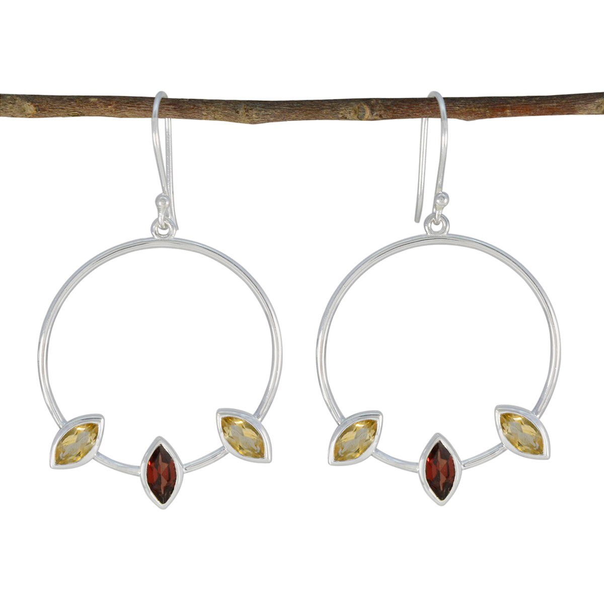 Multi-Moroccan-Pauline-Trilogy-Dangle-multicolor-925-Silver-Earring
