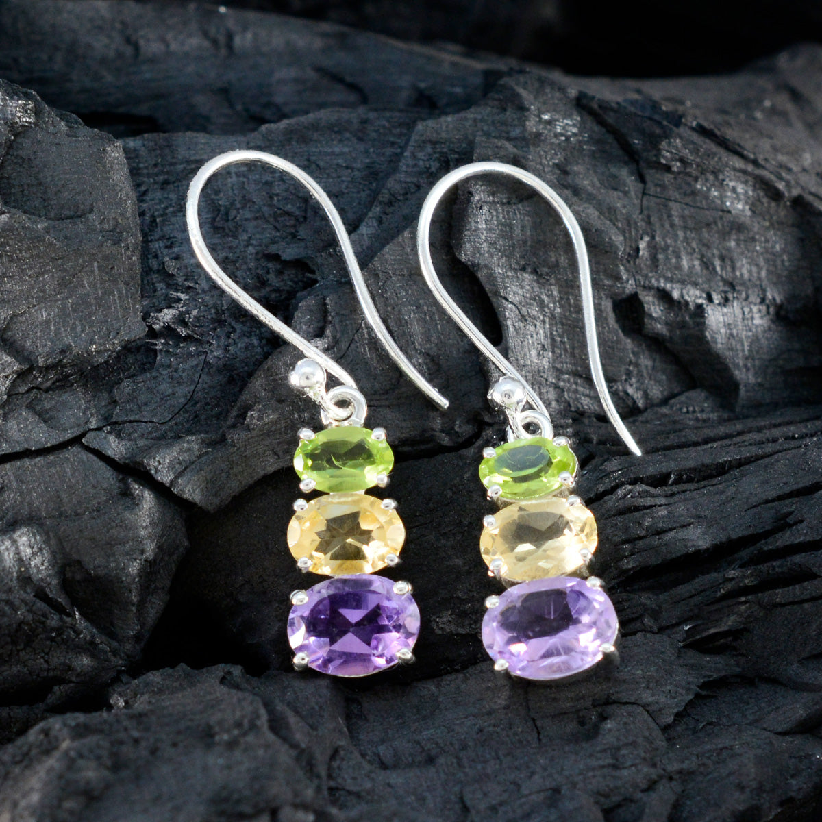 Multi-Japanese-Savannah-multiple-Dangle-multicolor-92.5-Silver-Earring