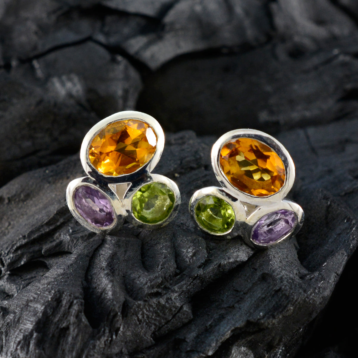 Multi-Japanese-Ida-multiple-Stud-multicolor-92.5-Silver-Earring