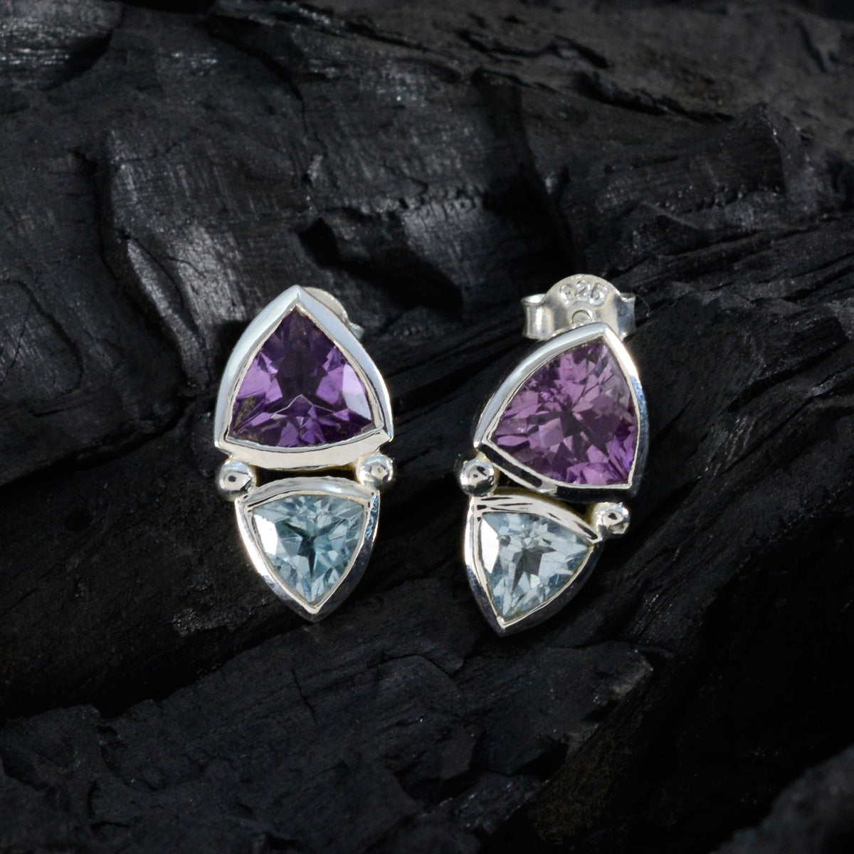 Multi-American-Alina-Toi-et-Moi-Stud-multicolor-Sterling-Silver-Earring