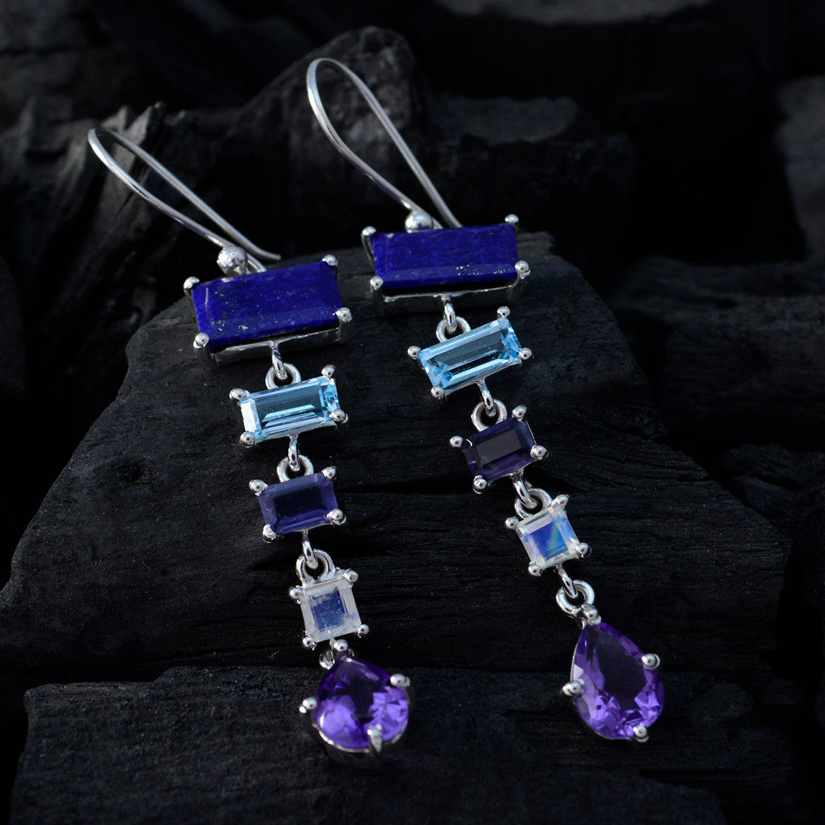 Multi Latin American Anna multiple Dangle multicolor 925 Sterling Silver Earring Secondary image