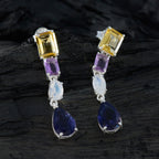 Multi-German-Paula-quarter-Stud-multicolor-Sterling-Silver-Earring