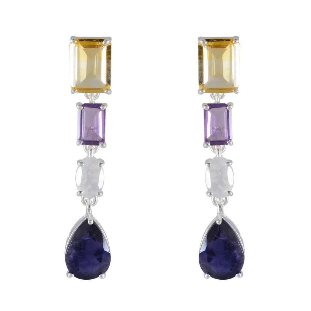 Multi-German-Paula-quarter-Stud-multicolor-Sterling-Silver-Earring