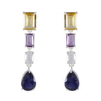 Multi-German-Paula-quarter-Stud-multicolor-Sterling-Silver-Earring