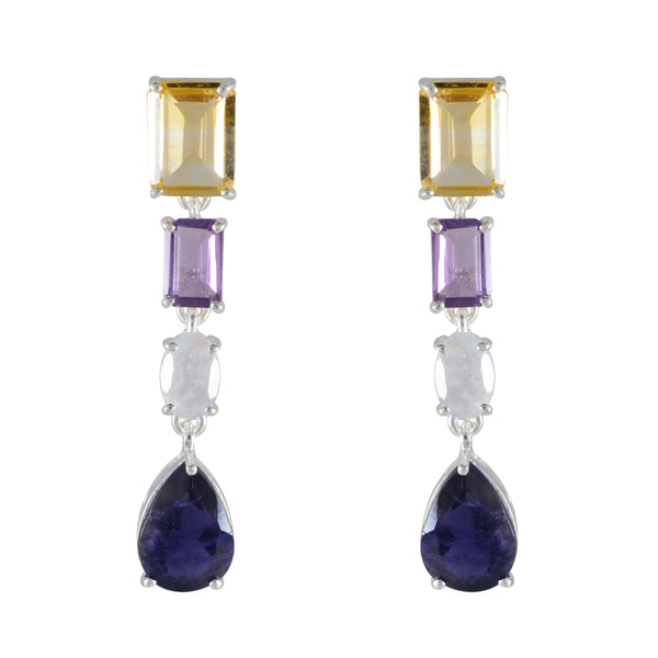 Multi-German-Paula-quarter-Stud-multicolor-Sterling-Silver-Earring