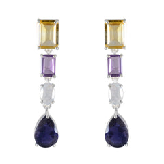 Multi-German-Paula-quarter-Stud-multicolor-Sterling-Silver-Earring