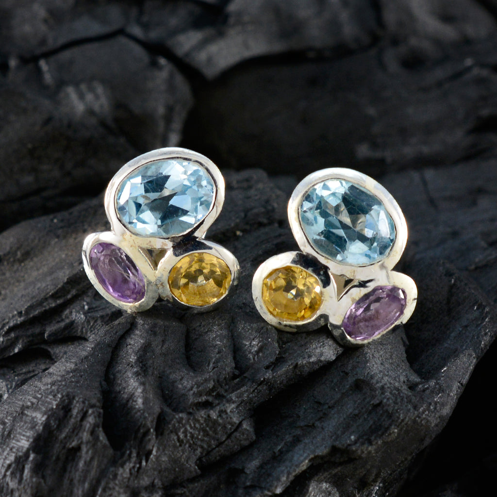 Multi-Turkish-Ines-multiple-Stud-multicolor-925-Sterling-Silver-Earring