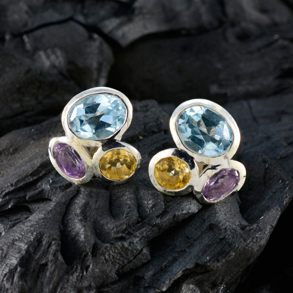 Multi-Turkish-Ines-multiple-Stud-multicolor-925-Sterling-Silver-Earring