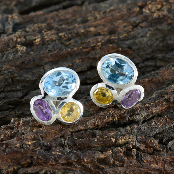 Multi-Turkish-Ines-multiple-Stud-multicolor-925-Sterling-Silver-Earring