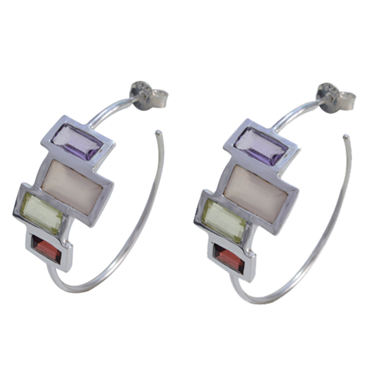 Multi-French-Antonia-multiple-Stud-multicolor-Silver-Earring Main image