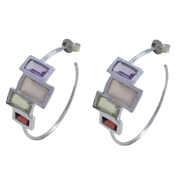 Multi-French-Antonia-multiple-Stud-multicolor-Silver-Earring