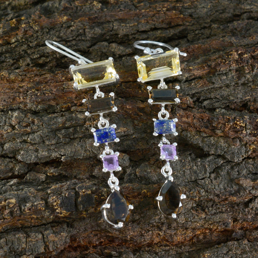 Multi-Turkish-Pauline-Penta-Dangle-multicolor-Sterling-Silver-Earring