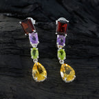 Multi-African-Pilar-quarter-Stud-multicolor-925-Silver-Earring