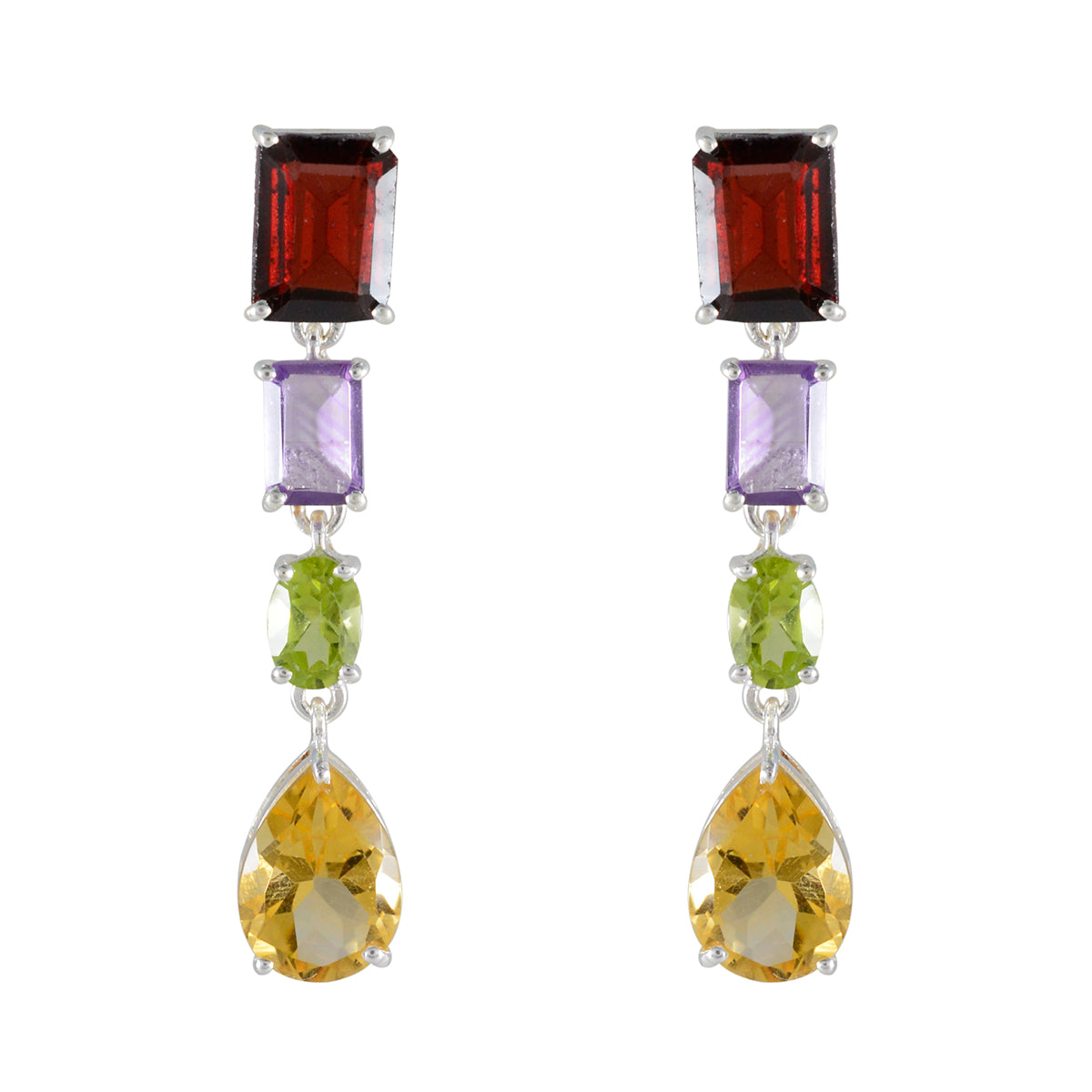 Multi-African-Pilar-quarter-Stud-multicolor-925-Silver-Earring Huvudsaklig produktbild