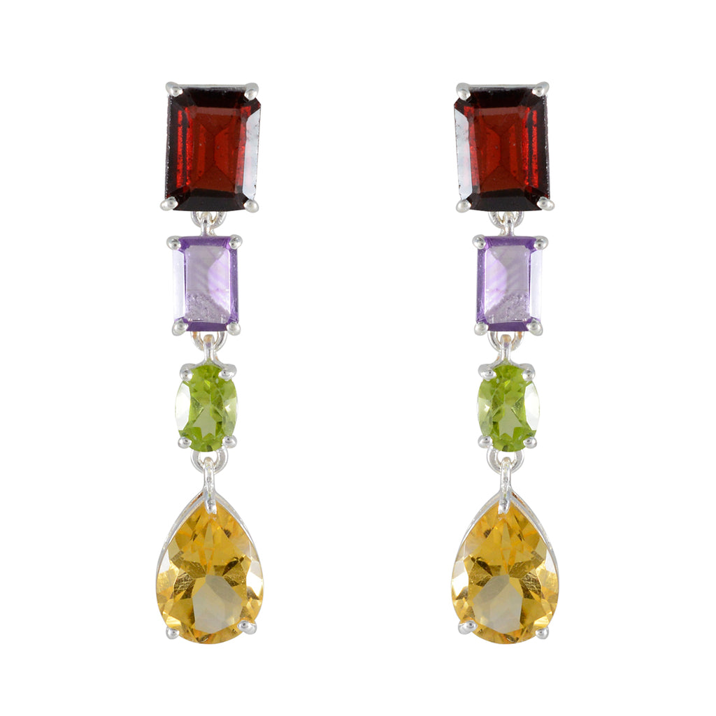 Multi-African-Pilar-quarter-Stud-multicolor-925-Silver-Earring