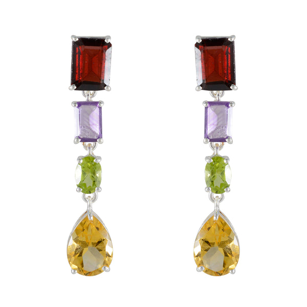 Multi-African-Pilar-quarter-Stud-multicolor-925-Silver-Earring