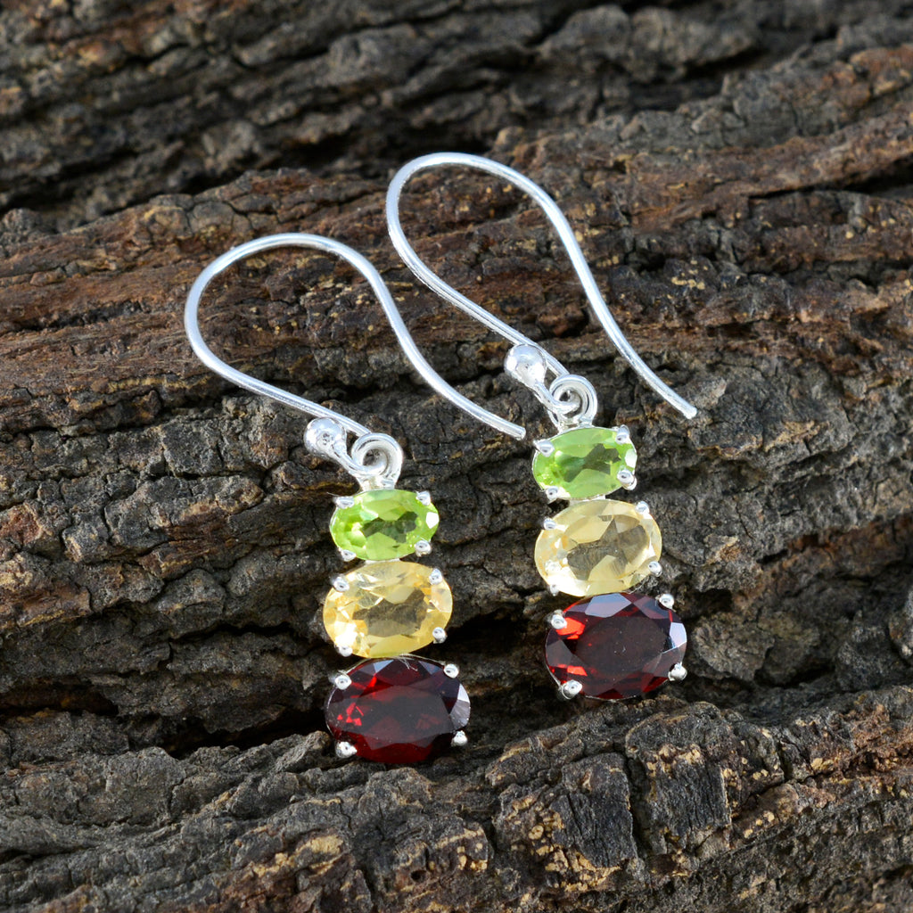 Multi-Italian-Skylar-multiple-Dangle-multicolor-Silver-Earring