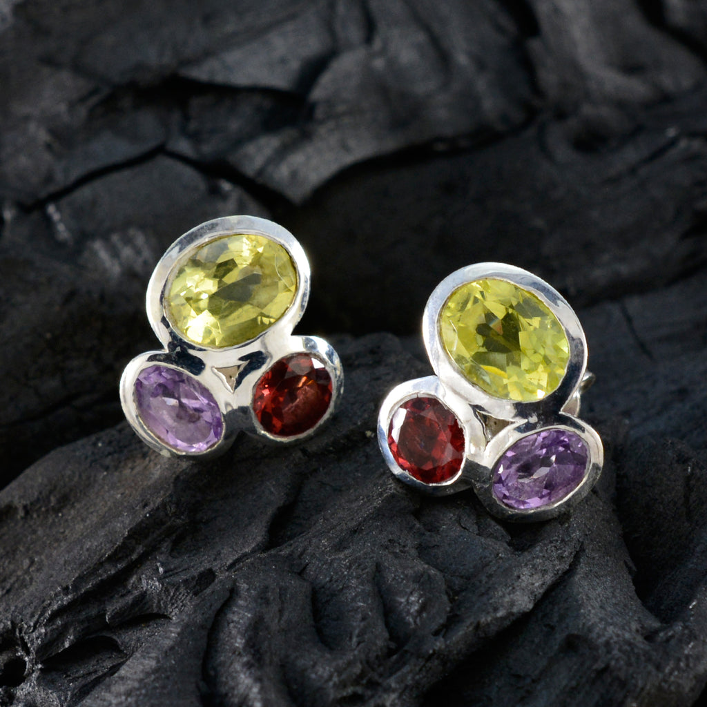 Multi-Middle-Eastern-Isabel-multiple-Stud-multicolor-Silver-Earring