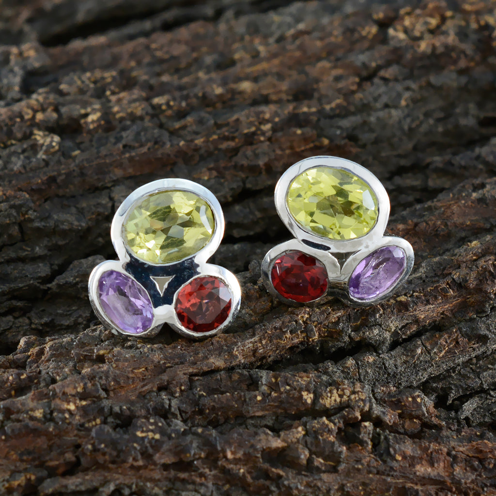 Multi-Middle-Eastern-Isabel-multiple-Stud-multicolor-Silver-Earring