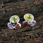 Multi-Middle-Eastern-Isabel-multiple-Stud-multicolor-Silver-Earring