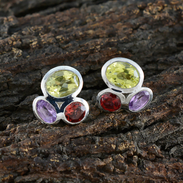 Multi-Middle-Eastern-Isabel-multiple-Stud-multicolor-Silver-Earring
