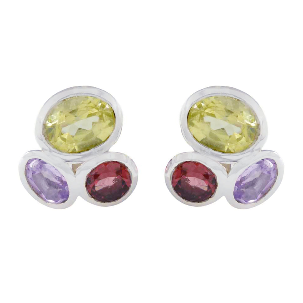 Multi-Middle-Eastern-Isabel-multiple-Stud-multicolor-Silver-Earring