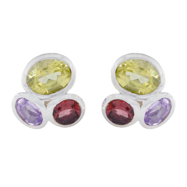 Multi-Middle-Eastern-Isabel-multiple-Stud-multicolor-Silver-Earring