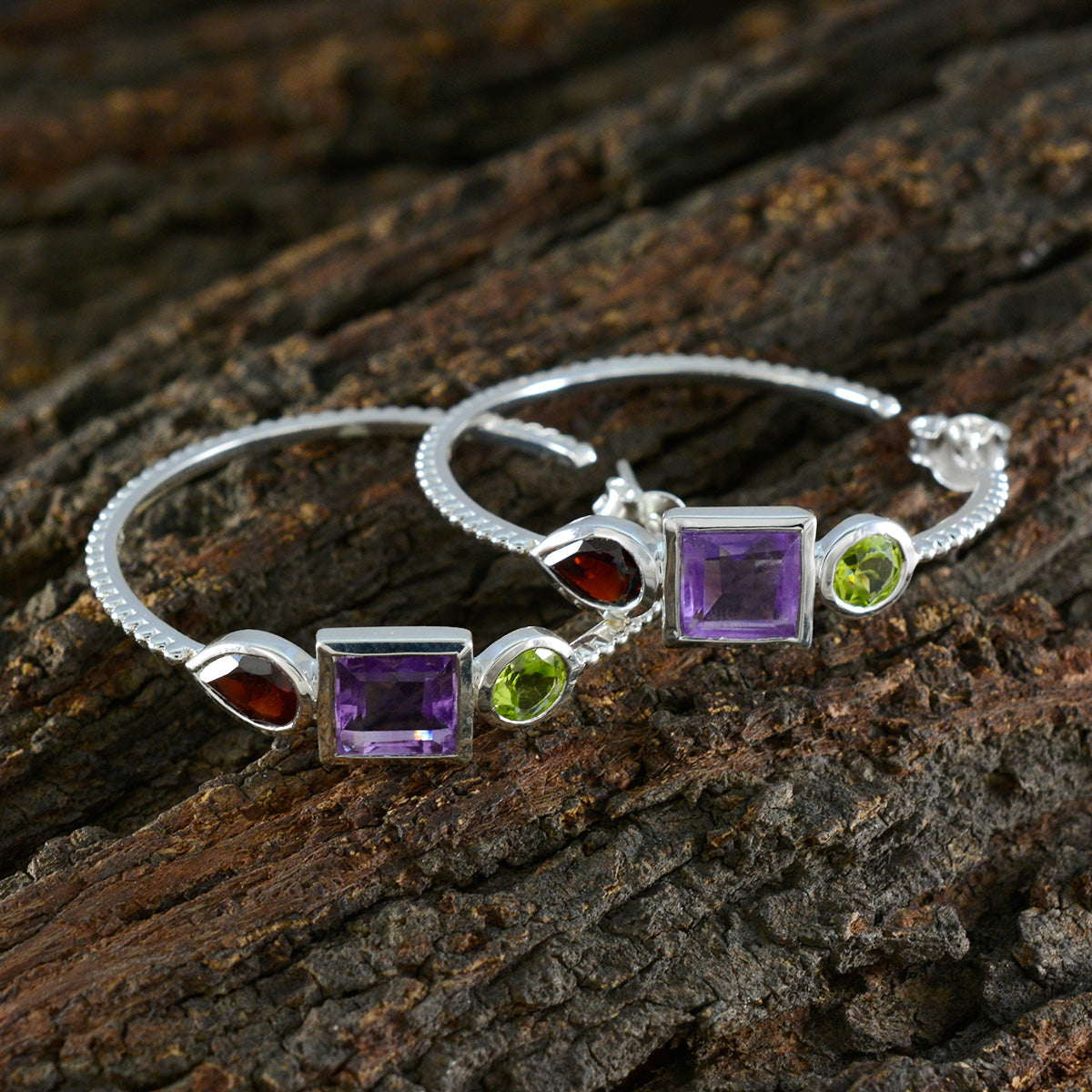 Multi-Middle-Eastern-Ha-eun-Trilogy-Stud-multicolor-Silver-Earring