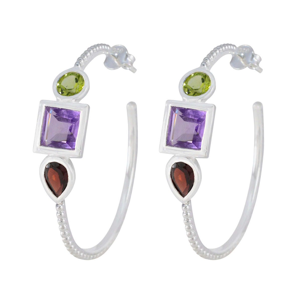 Multi-Middle-Eastern-Ha-eun-Trilogy-Stud-multicolor-Silver-Earring