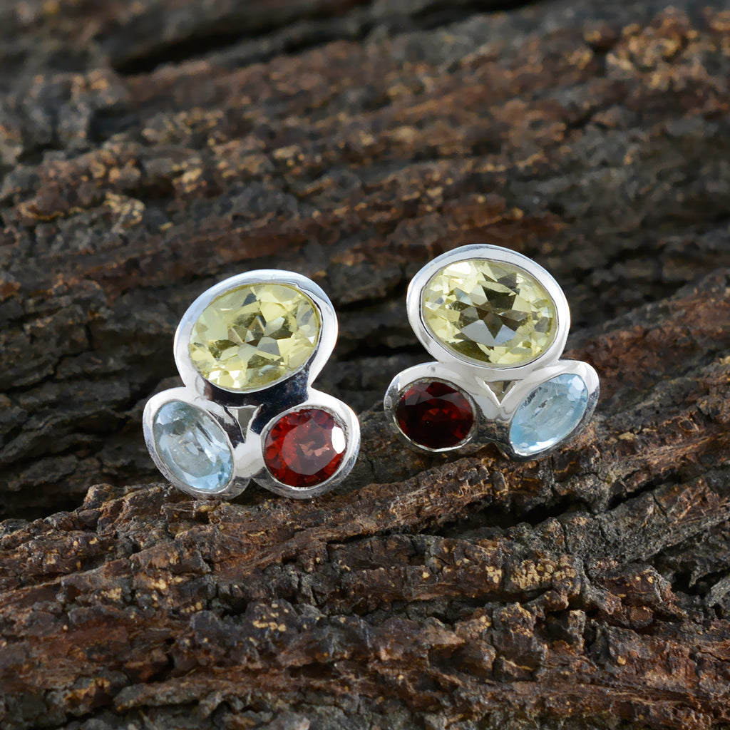 Multi-African-Katarina-multiple-Stud-multicolor-925-Silver-Earring