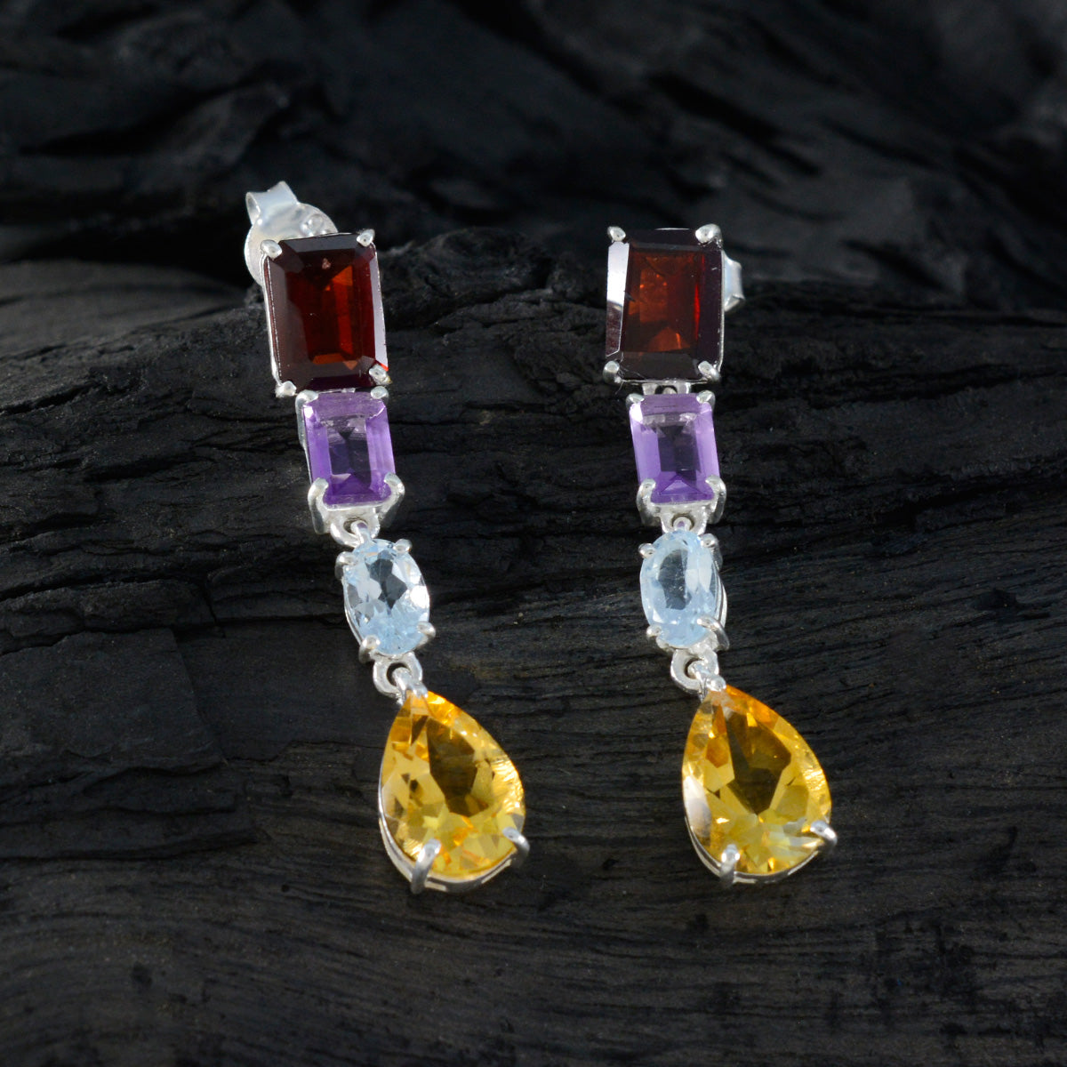 Multi Moroccan Renata quarter Stud multicolor 925 Sterling Silver Earring Второстепенное изображение товара