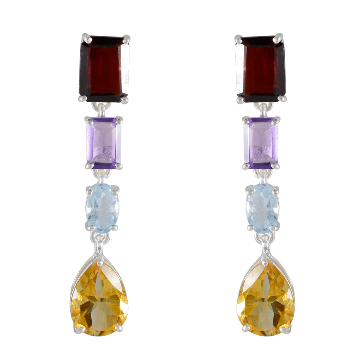 Multi-Moroccan-Renata-quarter-Stud-multicolor-925-Sterling-Silver-Earring