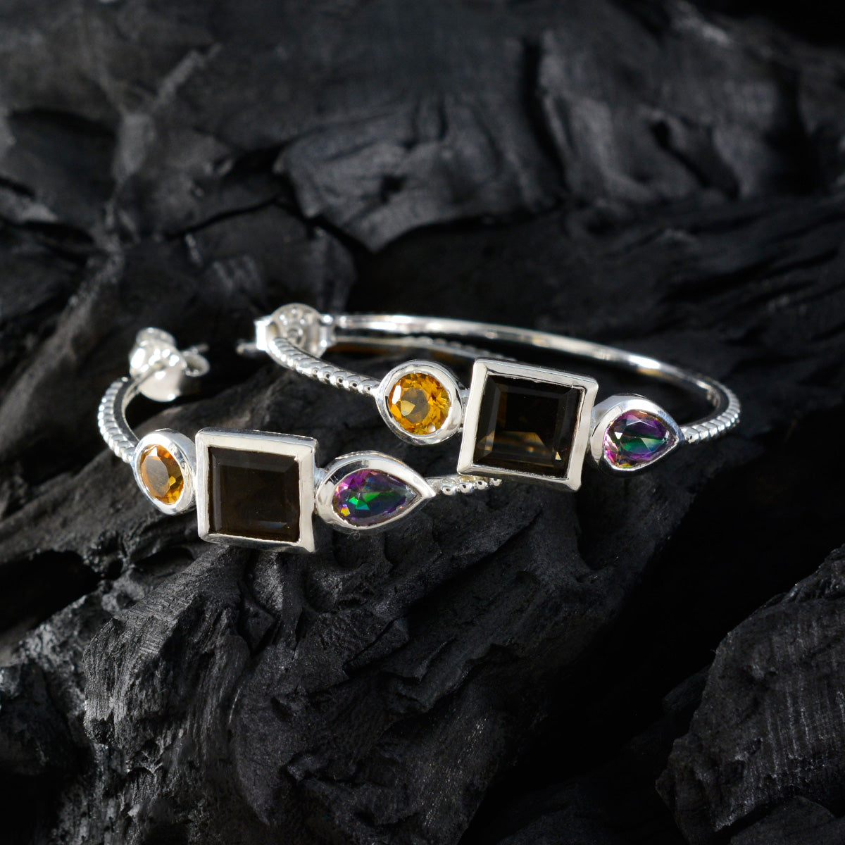 Multi-Mexican-Hana-Trilogy-Stud-multicolor-Sterling-Silver-Earring