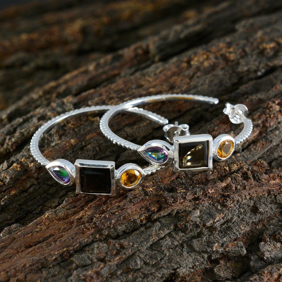 Multi-Mexican-Hana-Trilogy-Stud-multicolor-Sterling-Silver-Earring