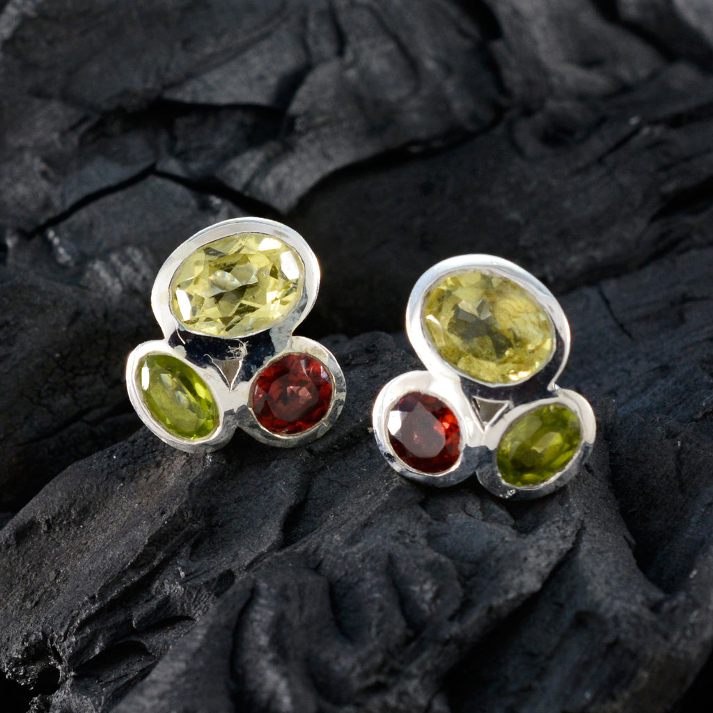 Multi-French-Maya-multiple-Stud-multicolor-92.5-Silver-Earring