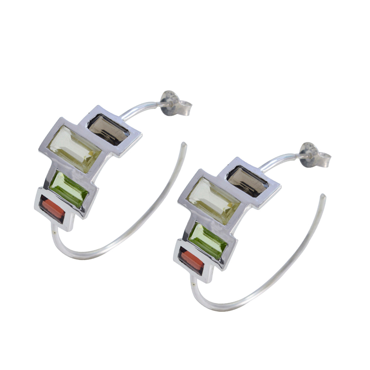 Orecchini a bottone multicolore in argento Sterling Multi German Mia Immagine secondaria del prodotto