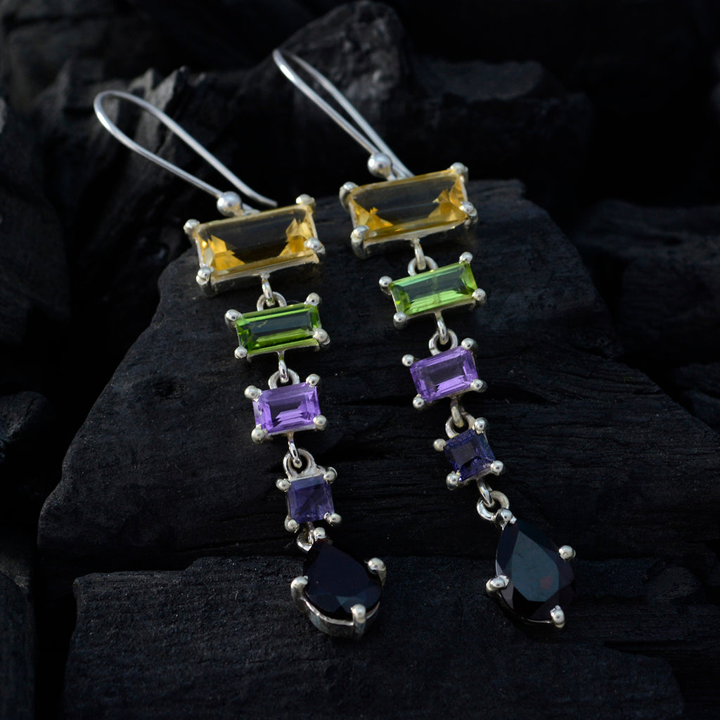 Multi-German-Audrey-multiple-Dangle-multicolor-Sterling-Silver-Earring